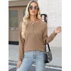 image:imageANRABESS Womens Waffle Knit Henley Top Long Sleeve ShirtsTan