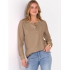 image:imageANRABESS Womens Waffle Knit Henley Top Long Sleeve ShirtsTan