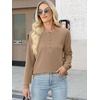 image:imageANRABESS Womens Waffle Knit Henley Top Long Sleeve ShirtsTan