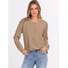 image:imageANRABESS Womens Waffle Knit Henley Top Long Sleeve ShirtsTan