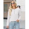 image:imageANRABESS Womens Waffle Knit Henley Top Long Sleeve ShirtsWhite
