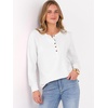 image:imageANRABESS Womens Waffle Knit Henley Top Long Sleeve ShirtsWhite