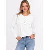 image:imageANRABESS Womens Waffle Knit Henley Top Long Sleeve ShirtsWhite