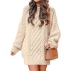 image:imageANRABESS Sweater Dress for Women Oversized Cable Knit Fall Long SleeveApricot
