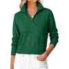 image:imageANRABESS Sweaters for Women Cropped Polo Collared Long SleeveForest Green