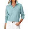image:imageANRABESS Sweaters for Women Cropped Polo Collared Long SleeveLight Blue