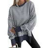 image:imageANRABESS Women Oversized Sweatshirts Fall Outfits with ThumbholeGrey Blue Striped