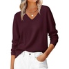 image:imageANRABESS Womens Fall Long Sleeve V Neck Lightweight Sweaters TopDark Red