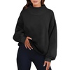 image:imageANRABESS Womens Mock Neck Sweatshirt Oversized PulloverBlack