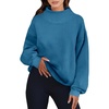 image:imageANRABESS Womens Mock Neck Sweatshirt Oversized PulloverBlue