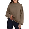 image:imageANRABESS Womens Mock Neck Sweatshirt Oversized PulloverBrown