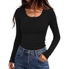 image:imageANRABESS Womens Thermal Shirts Henley Long Sleeve Fleece Tops Basic TeeBlack