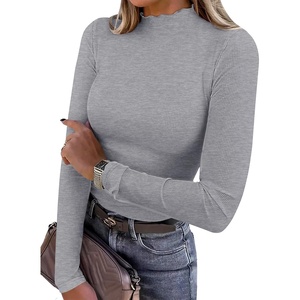 image:imageANRABESS Long Sleeve Shirts for Women Mock Neck TopsGrey