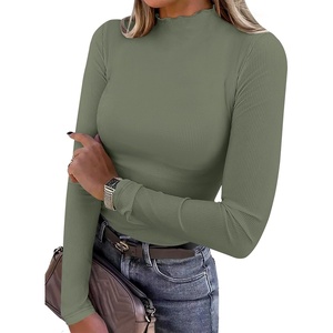 image:imageANRABESS Long Sleeve Shirts for Women Mock Neck TopsSage Green