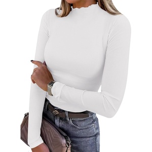 image:imageANRABESS Long Sleeve Shirts for Women Mock Neck TopsWhite