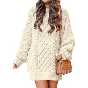 image:imageANRABESS Sweater Dress for Women Oversized Cable Knit Fall Long SleeveBeige