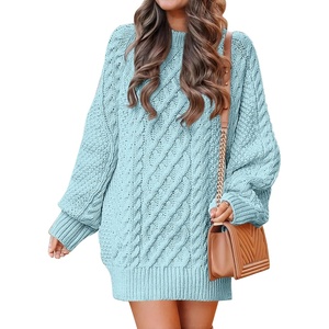 image:imageANRABESS Sweater Dress for Women Oversized Cable Knit Fall Long SleeveBlue