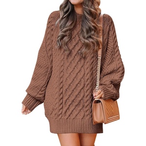 image:imageANRABESS Sweater Dress for Women Oversized Cable Knit Fall Long SleeveBrown