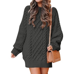 image:imageANRABESS Sweater Dress for Women Oversized Cable Knit Fall Long SleeveDeep Gray