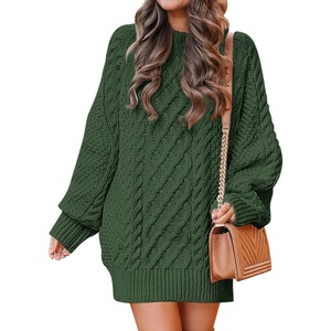 image:imageANRABESS Sweater Dress for Women Oversized Cable Knit Fall Long SleeveDeep Green