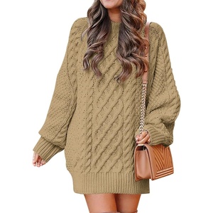 image:imageANRABESS Sweater Dress for Women Oversized Cable Knit Fall Long SleeveKhaki