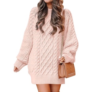 image:imageANRABESS Sweater Dress for Women Oversized Cable Knit Fall Long SleevePink