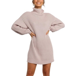 image:imageANRABESS Women Oversized Cowl Neck Fall Long Sleeve Sweater DressLight Pink