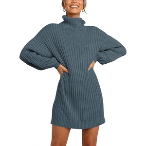 image:imageANRABESS Women Oversized Cowl Neck Fall Long Sleeve Sweater DressNavyblue