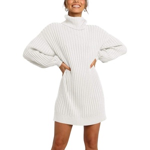 image:imageANRABESS Women Oversized Cowl Neck Fall Long Sleeve Sweater DressWhite