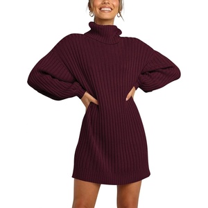 image:imageANRABESS Women Oversized Cowl Neck Fall Long Sleeve Sweater DressWine
