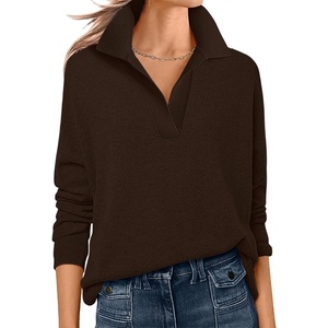 image:imageANRABESS Women Polo V Neck Lightweight Fall SweatersCoffee