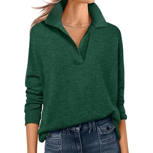 image:imageANRABESS Women Polo V Neck Lightweight Fall SweatersForest Green