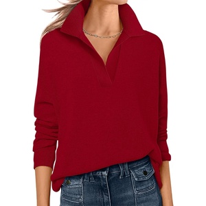 image:imageANRABESS Women Polo V Neck Lightweight Fall SweatersLight Red