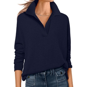 image:imageANRABESS Women Polo V Neck Lightweight Fall SweatersNavy Blue