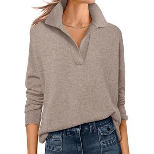 image:imageANRABESS Women Polo V Neck Lightweight Fall SweatersTan