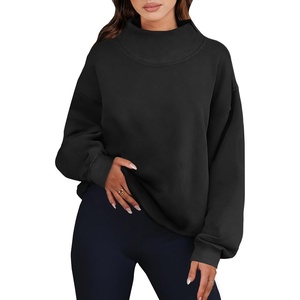 image:imageANRABESS Womens Mock Neck Sweatshirt Oversized PulloverBlack