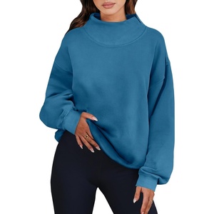 image:imageANRABESS Womens Mock Neck Sweatshirt Oversized PulloverBlue