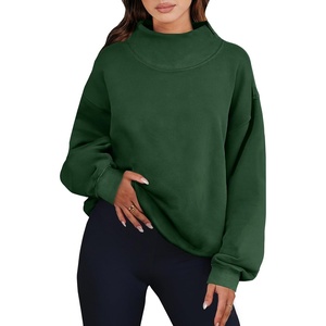 image:imageANRABESS Womens Mock Neck Sweatshirt Oversized PulloverDark Green