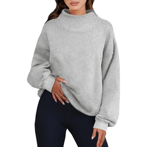 image:imageANRABESS Womens Mock Neck Sweatshirt Oversized PulloverGrey