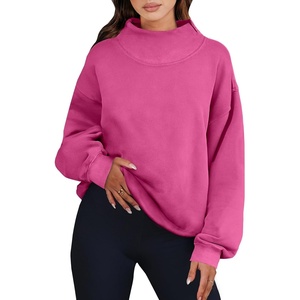 image:imageANRABESS Womens Mock Neck Sweatshirt Oversized PulloverHot Pink