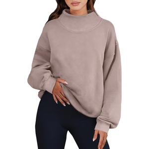 image:imageANRABESS Womens Mock Neck Sweatshirt Oversized PulloverKhaki