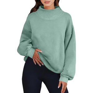 image:imageANRABESS Womens Mock Neck Sweatshirt Oversized PulloverLight Green