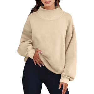 image:imageANRABESS Womens Mock Neck Sweatshirt Oversized PulloverParchment