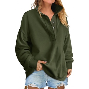 image:imageANRABESS Womens Oversized Sweatshirt Mock Neck Henley 2026 Fall OutfitsArmy Green