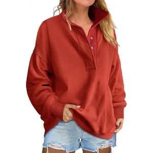 image:imageANRABESS Womens Oversized Sweatshirt Mock Neck Henley 2026 Fall OutfitsBright Red