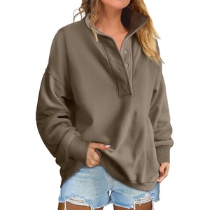 image:imageANRABESS Womens Oversized Sweatshirt Mock Neck Henley 2026 Fall OutfitsBrown