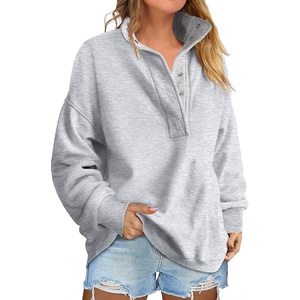 image:imageANRABESS Womens Oversized Sweatshirt Mock Neck Henley 2026 Fall OutfitsLight Grey