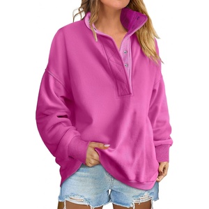 image:imageANRABESS Womens Oversized Sweatshirt Mock Neck Henley 2026 Fall OutfitsNeon Peony