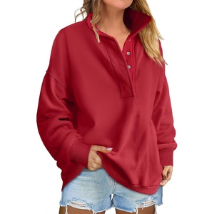 image:imageANRABESS Womens Oversized Sweatshirt Mock Neck Henley 2026 Fall OutfitsRed