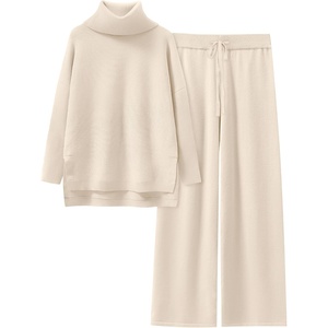 image:imageANRABESS Womens Oversized Turtleneck Sweater SetsBeige